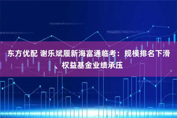 东方优配 谢乐斌履新海富通临考：规模排名下滑、权益基金业绩承压